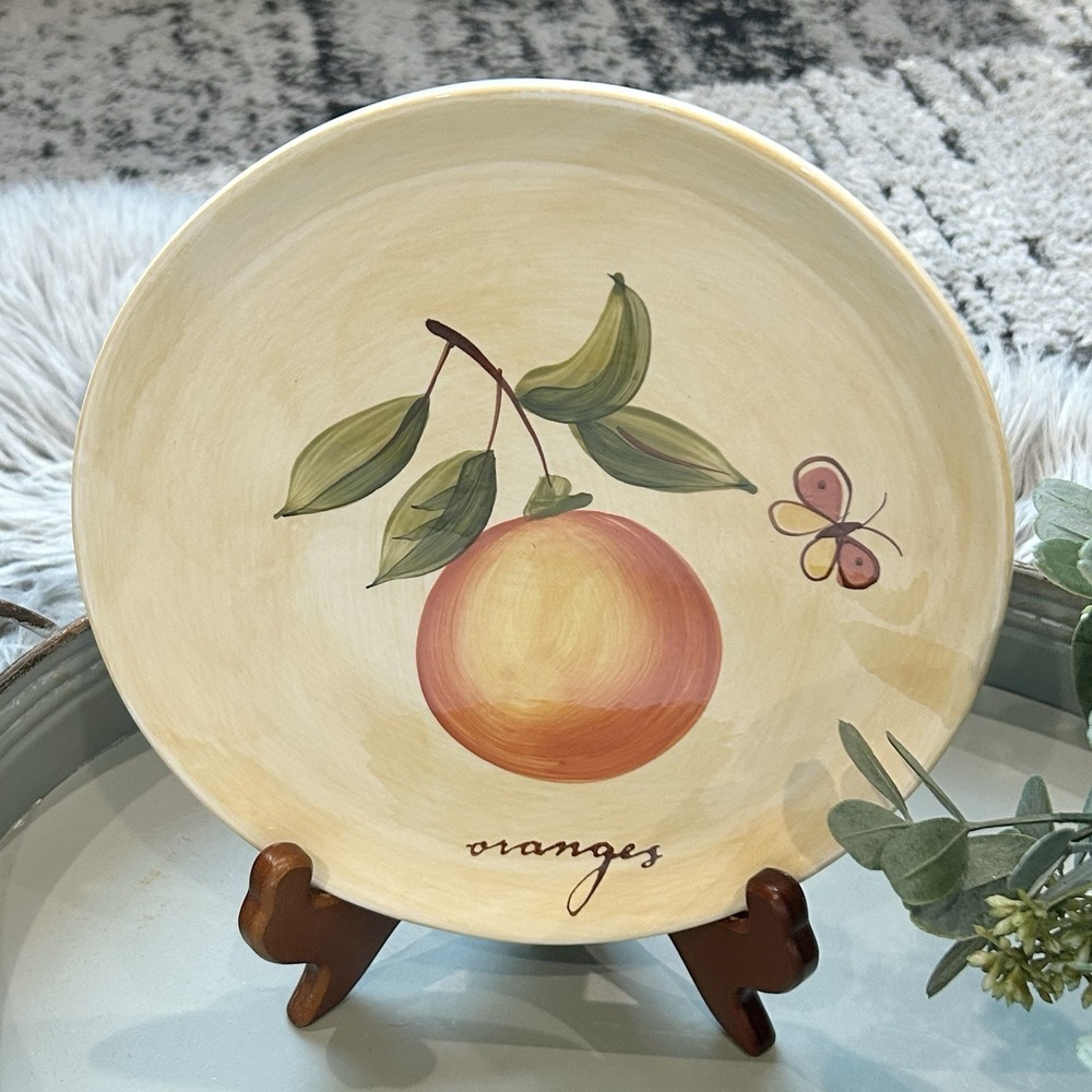 PIER 1 Provence Hand Painted Earthenware "Orange" 7.75" Salad/Dessert Plate